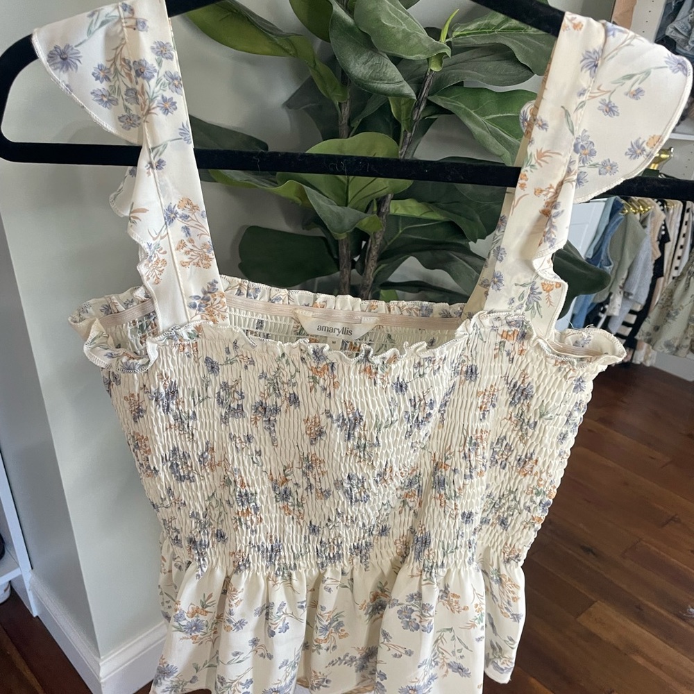 Amaryllis Cream Floral Smocked Blouse